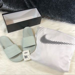 mint green adidas slides